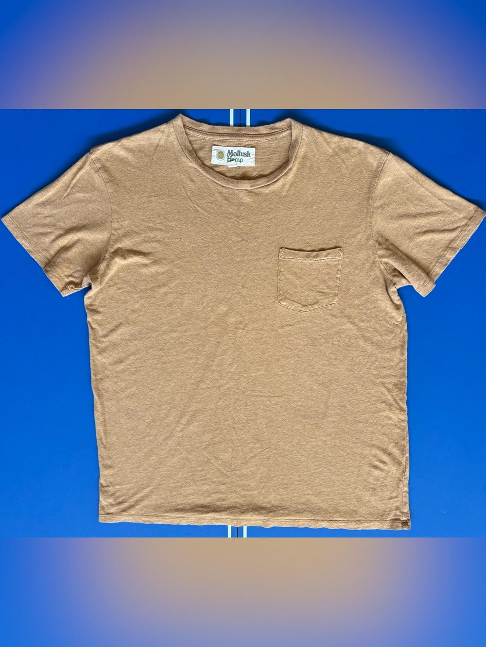 Mollusk Surf Shop Hemp Pocket Tee Men’s Large Tan 55% Hemp Cotton Crew Neck